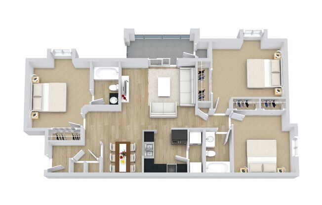 3 beds, 2 baths, 1,201 sqft, $1,550, Unit 04-201