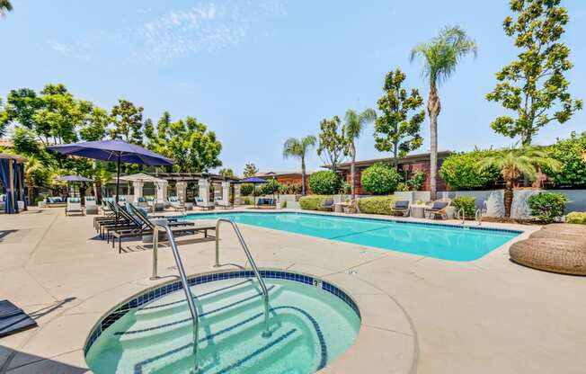 Resort Style Pool and Sun Deck at The Hills at Quail Run in Riverside, California