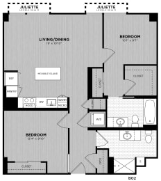 2 beds, 2 baths, 974 sqft, $2,985