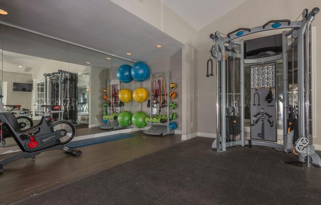 fitness center at Residences of Preston Park, Plano apartments