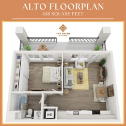 1 bed, 1 bath, 618 sqft, $2,615