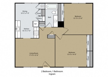 2 beds, 1 bath, 969 sqft, $1,680