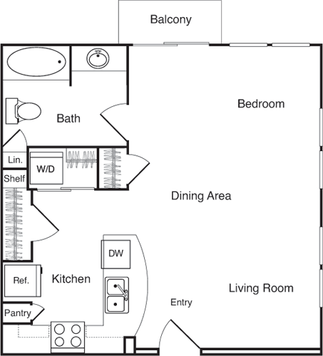 Studio, 1 bath, 651 sqft, $2,646, Unit 313