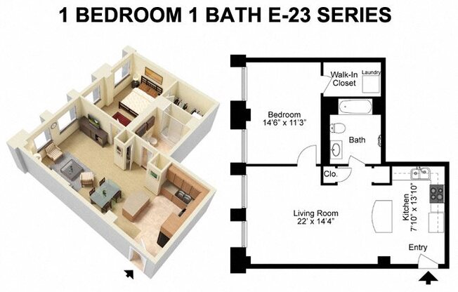 1 bed, 1 bath, 965 sqft, $1,516