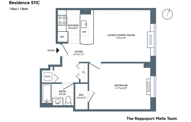 1 bed, 1 bath, 706 sqft, $5,200, Unit S11C