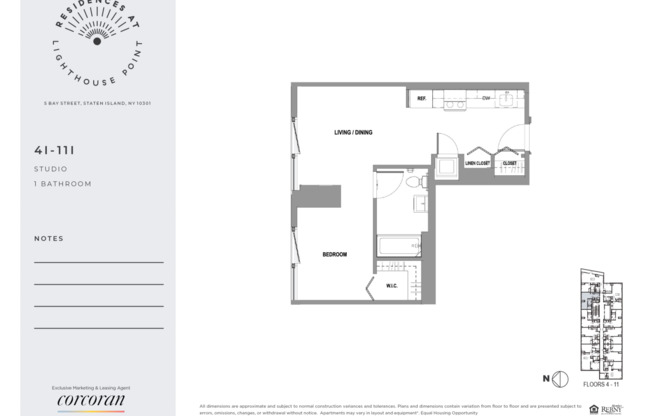 Studio, 1 bath, $2,460, Unit 11BB