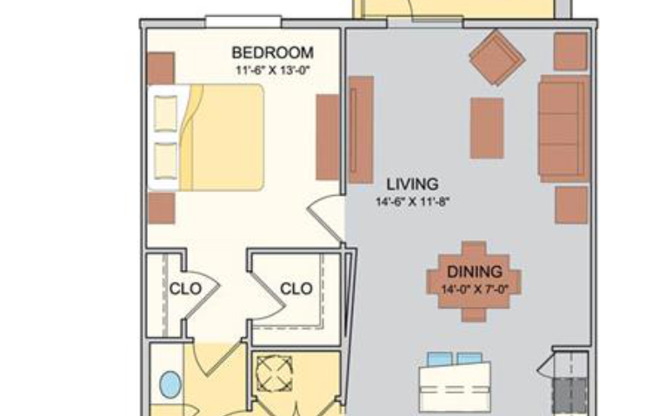 1 bed, 1 bath, 811 sqft, $1,445