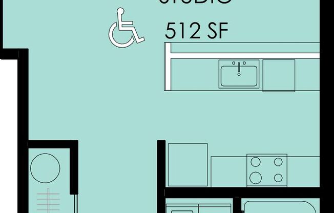 Studio, 1 bath, 346 sqft, $1,650, Unit 410-205