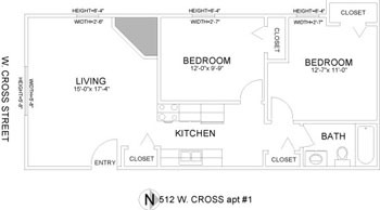 2 beds, 1 bath, $1,245, Unit 1