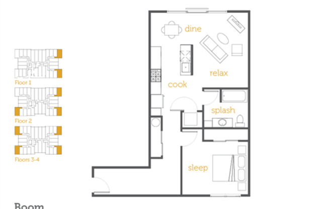 1 bed, 1 bath, 804 sqft, $2,050, Unit 119