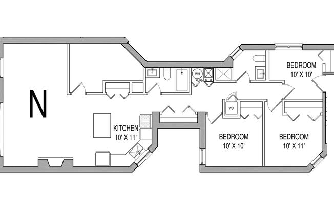 3 beds, 2 baths, 1,200 sqft, $4,095, Unit 911 - 2N