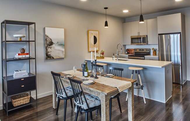 Open kitchen and dining area at Sono Central Residential, Norwalk, CT