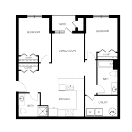 2 beds, 2 baths, 905 sqft, $1,565