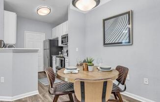 a kitchen and dining room with a table and chairs at Marina Point, Chattanooga, TN