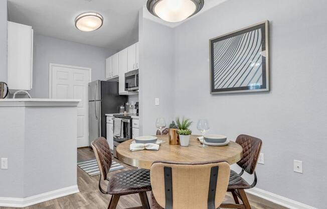 a kitchen and dining room with a table and chairs at Marina Point, Chattanooga, TN