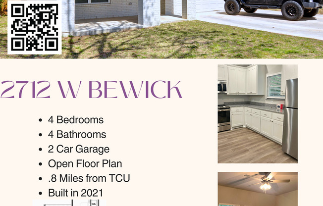 2712 W Bewick: TCU Student Housing!