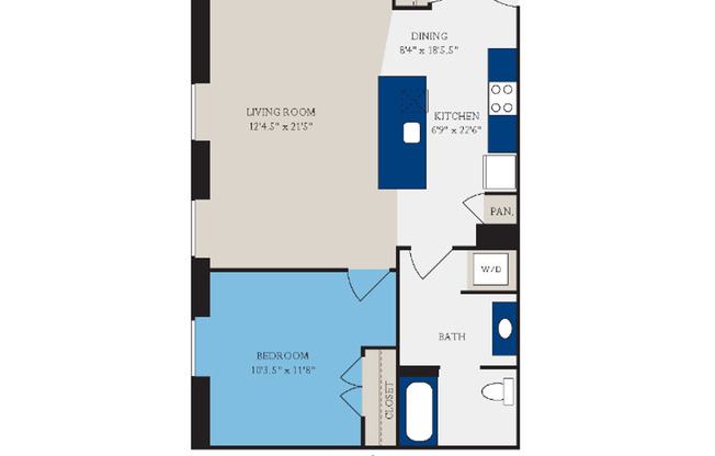 1 bed, 1 bath, 744 sqft, $1,300, Unit W156