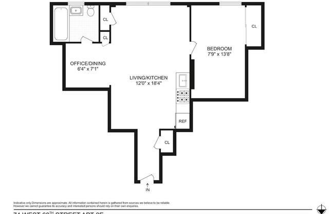 1 bed, 1 bath, $3,450, Unit 2E