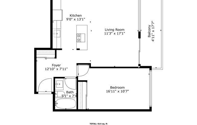 1 bed, 1 bath, 490 sqft, $1,945, Unit 08