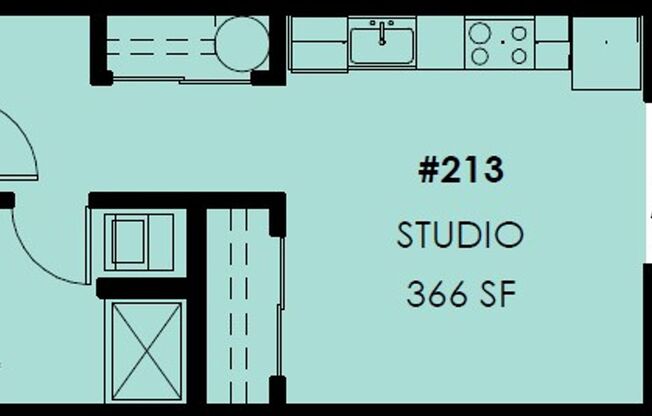 Studio, 1 bath, 346 sqft, $1,350, Unit 417-213