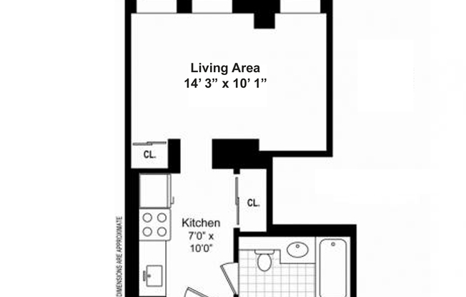 Studio, 1 bath, 332 sqft, $2,900, Unit 6I