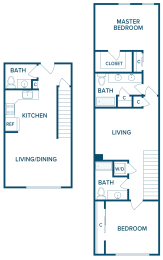 2 beds, 2 baths, 1,515 sqft, $3,000