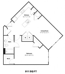 1 bed, 1 bath, 911 sqft, $1,850