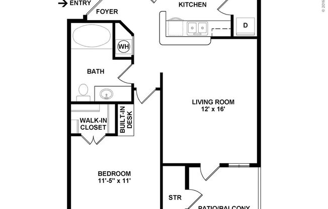 1 bed, 1 bath, 696 sqft, $1,550