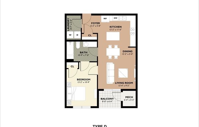 1 bed, 1 bath, 819 sqft, $2,415, Unit U302