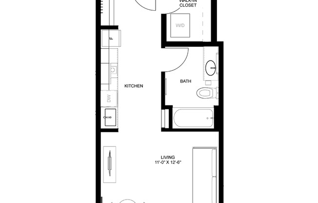 Studio, 1 bath, 411 sqft, $1,400, Unit 517