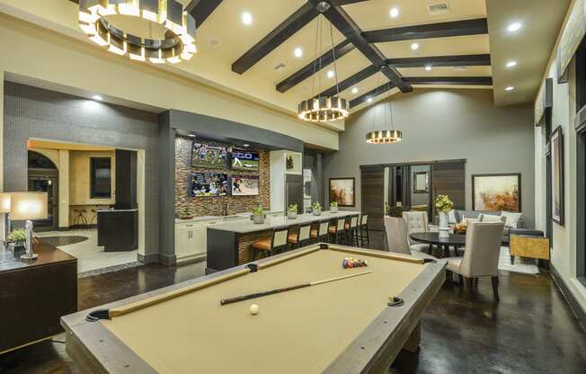 Billiards table at the clubhouse at Palm Ranch Apartments in Davie, FL