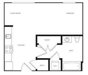 Studio, 1 bath, 434 sqft, $1,337