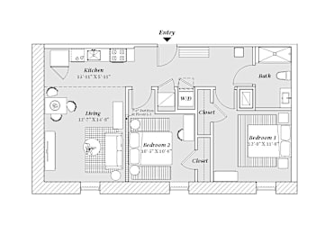 2 beds, 1 bath, 934 sqft, $1,475