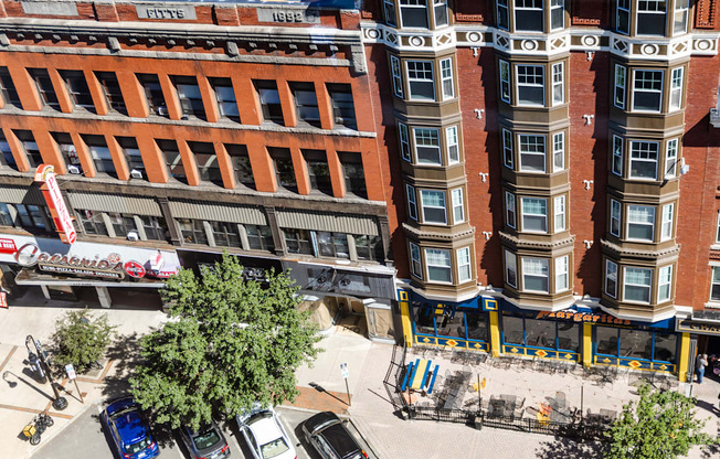 a view of the street from above