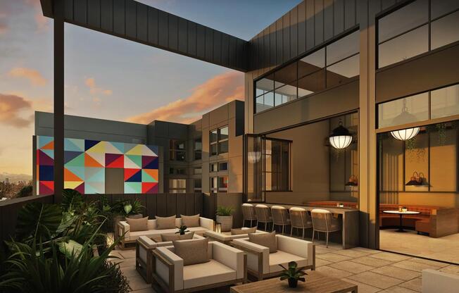 Rooftop deck with indoor/outdoor space showcasing stunning views.