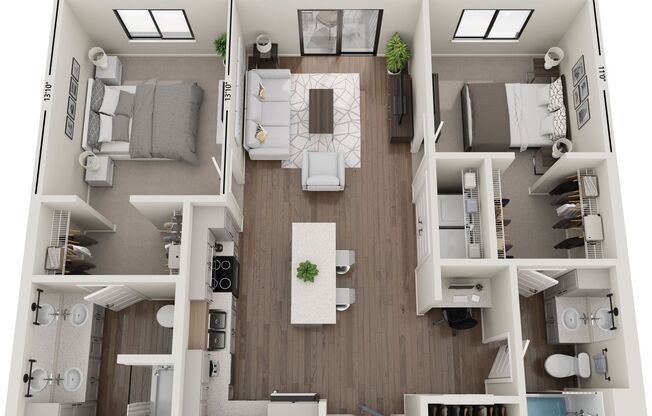 2 beds, 2 baths, 1,048 sqft, $1,525, Unit 421