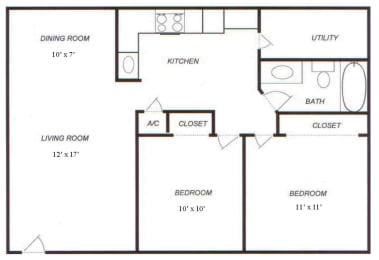 2 beds, 1 bath, 816 sqft, $1,150