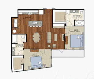 2 beds, 2 baths, 1,234 sqft, $2,012