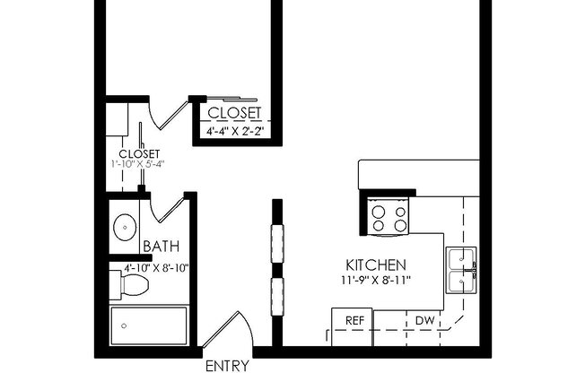 1 bed, 1 bath, 625 sqft, $1,445