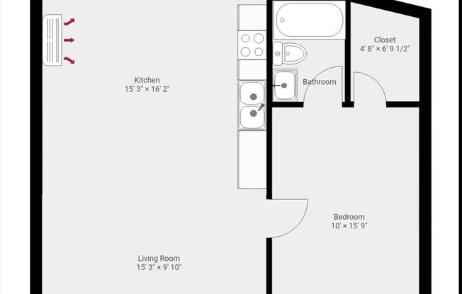 1 bed, 1 bath, 618 sqft, $2,050, Unit 1