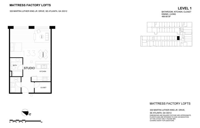 Studio, 1 bath, 490 sqft, $1,300, Unit 133
