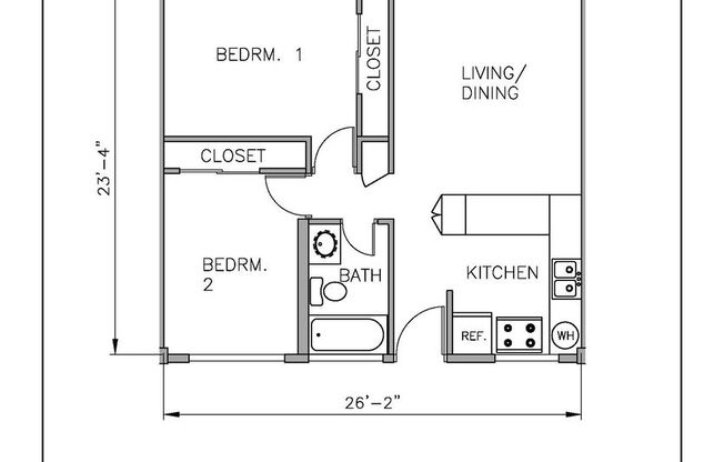 2 beds, 1 bath, 610 sqft, $1,800, Unit 303