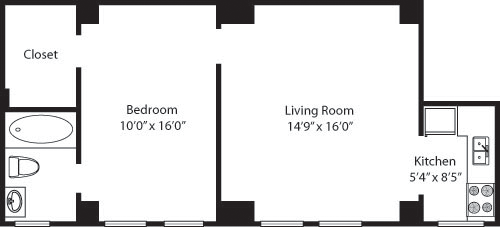1 bed, 1 bath, 600 sqft, $4,576, Unit 12C