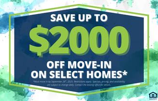 A promotional image advertising a $2000 discount on select homes.