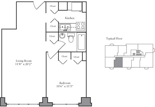 1 bed, 1 bath, 617 sqft, $4,440