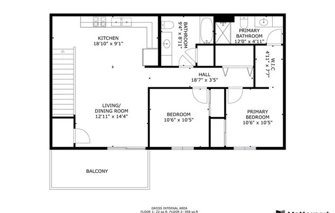 2 beds, 2 baths, 927 sqft, $1,495, Unit 1333-01