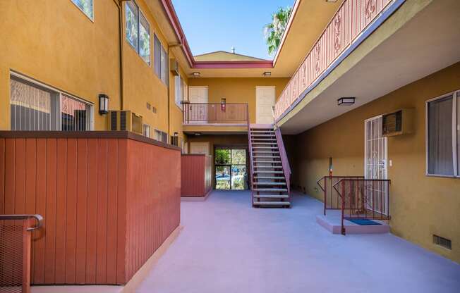 Courtyard with a staircase and a balcony