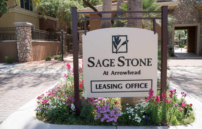 Sage Stone at Arrowhead Apartments Leasing Office Sign at Luxury Apartments Glendale AZ
