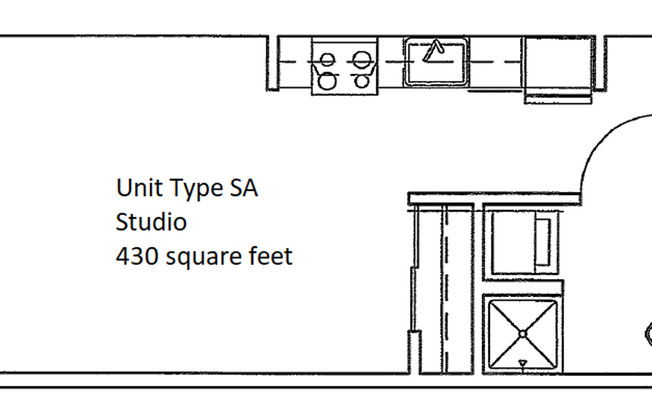 Studio, 1 bath, 430 sqft, $1,550, Unit Unit 402