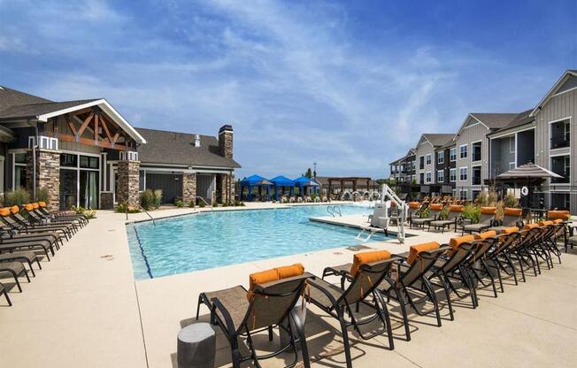 Pool With Sunning Deck at Watermark at Harvest Junction, Longmont, CO